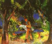August Macke Man Reading in a Park oil painting reproduction